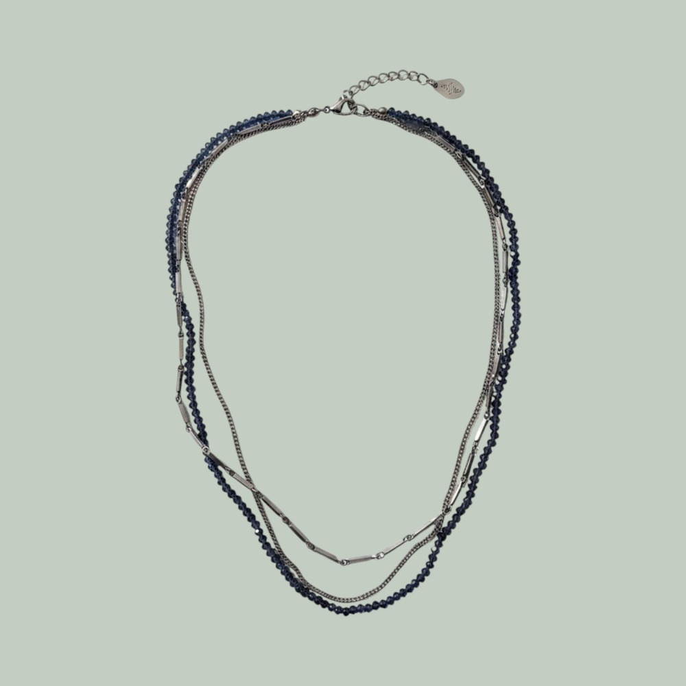 JK by Thirty-One Necklace Womens Blue Excellent Beaded Layered Multi Strand